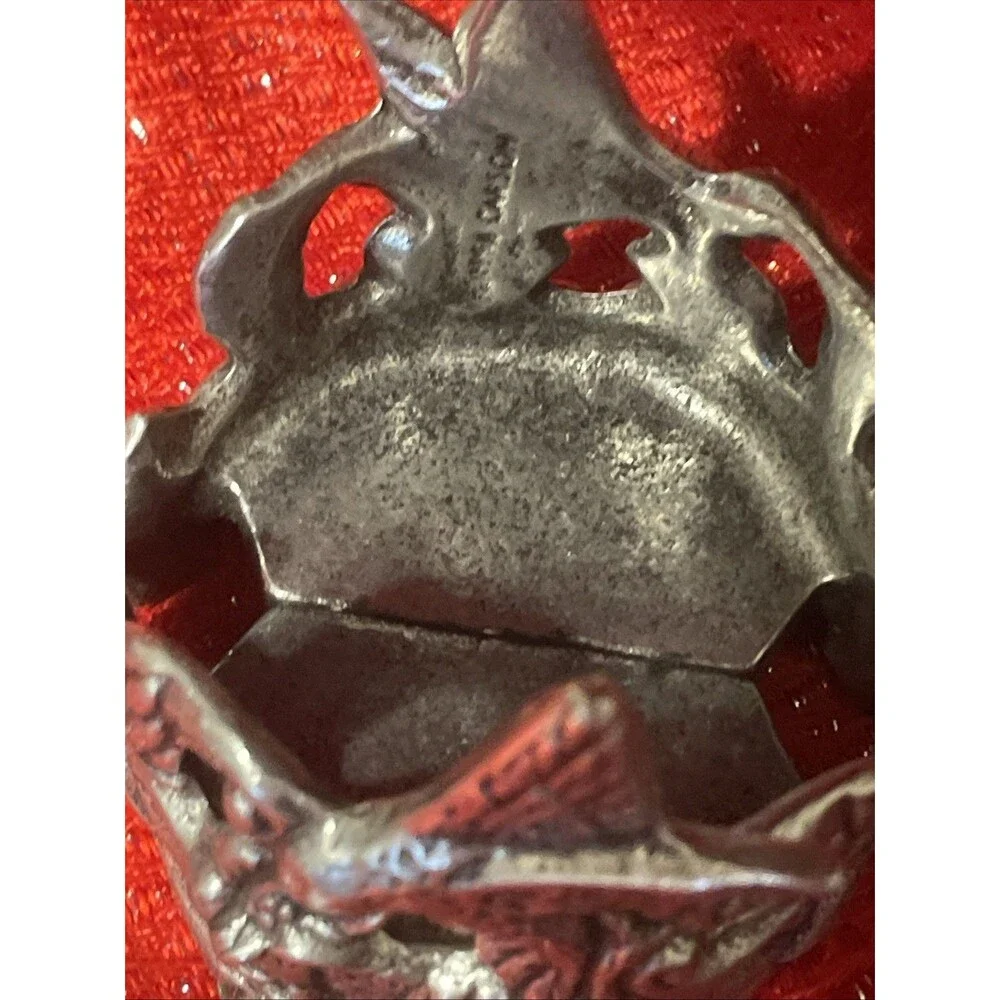 Vintage 1996 Carson Pewter Hummingbird Candle Holder Set Of 2